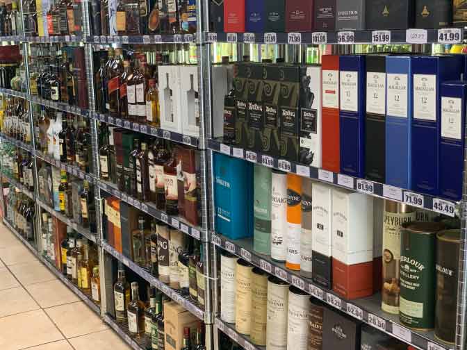 row of liquors